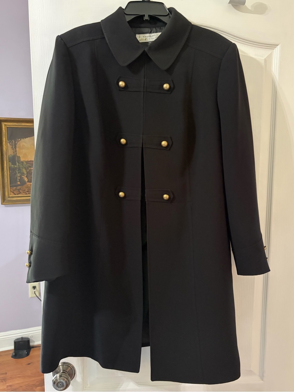 Tahari Black 18W suit coat/ jacket with Gold Buttons